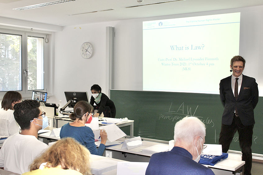 Prof Fremuth and students during lecture 