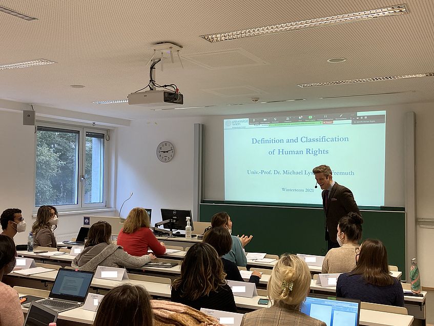 Prof Fremuth and students during lecture 